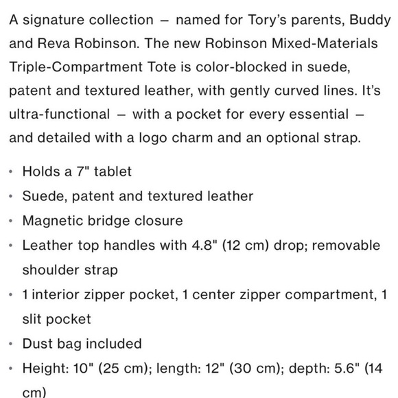 NWT! Tory Burch Robinson triple compartment tote - Picture 6 of 7